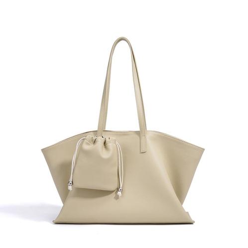 Lima Leren Draagtasje, Sieraden, Tassen en Uiterlijk, Tassen | Damestassen, Nieuw, Shopper, Beige, Verzenden