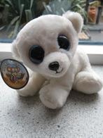 Wit velours beertje ARI met blauwe ogen merk TY of Nicky Toy, Kinderen en Baby's, Speelgoed | Knuffels en Pluche, Ophalen of Verzenden