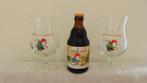 2 Chouffe glazen met een flesje Chouffe, Ophalen of Verzenden, Zo goed als nieuw, Glas of Glazen, Overige merken