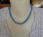 ketting blauw mineraal met zilveren JKa bolsluiting [693], Verzenden, Zo goed als nieuw, Blauw, Steen of Mineraal