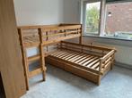 Houten Stapelbed met Lattenbodem, Ophalen, Gebruikt, 70 tot 85 cm, Hoogslaper of Stapelbed