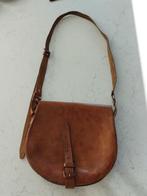 Vintage leren bruine schoudertas 28 x 25 cm, Ophalen of Verzenden, Gebruikt, Bruin, Leer