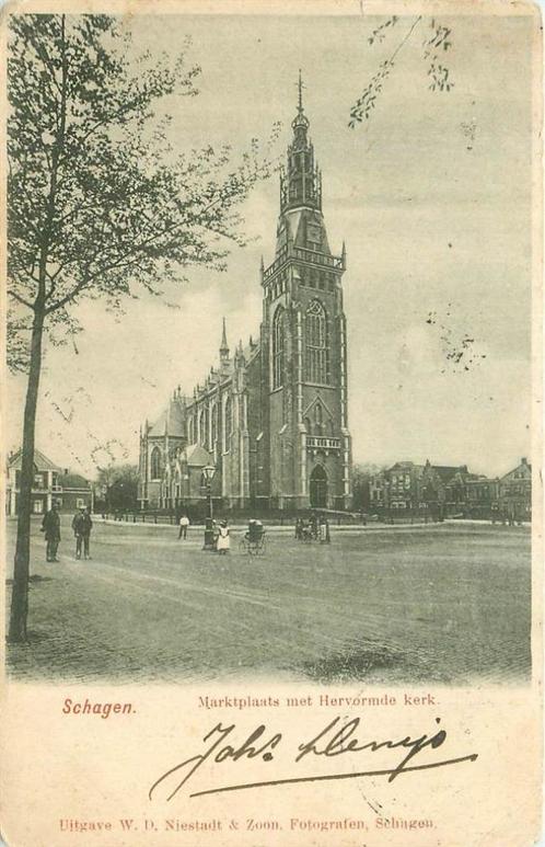 (304-243-043) Schagen Marktplaats met Hervormde Kerk, Verzamelen, Ansichtkaarten | Nederland, Noord-Holland, Verzenden