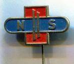 NS logo zilverkleurig trein speldje ( F_107 ), Verzamelen, Transport, Speldje of Pin, Zo goed als nieuw, Verzenden