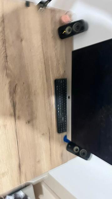 Modern bureau licht hout – wit metalen frame beschikbaar voor biedingen