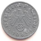 1 Reichspfennig 1943D Nazi Duitsland Oude Munt WWII Swastika, Duitsland, Ophalen of Verzenden