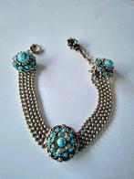 vintage armband met faux turkoois klederdracht Beieren, Sieraden, Tassen en Uiterlijk, Verzenden, Gebruikt, Zilver, Overige materialen