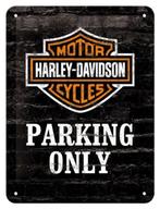 Harley Davidson Parking Only relief reclamebord van metaal, Verzamelen, Verzenden, Nieuw, Auto's