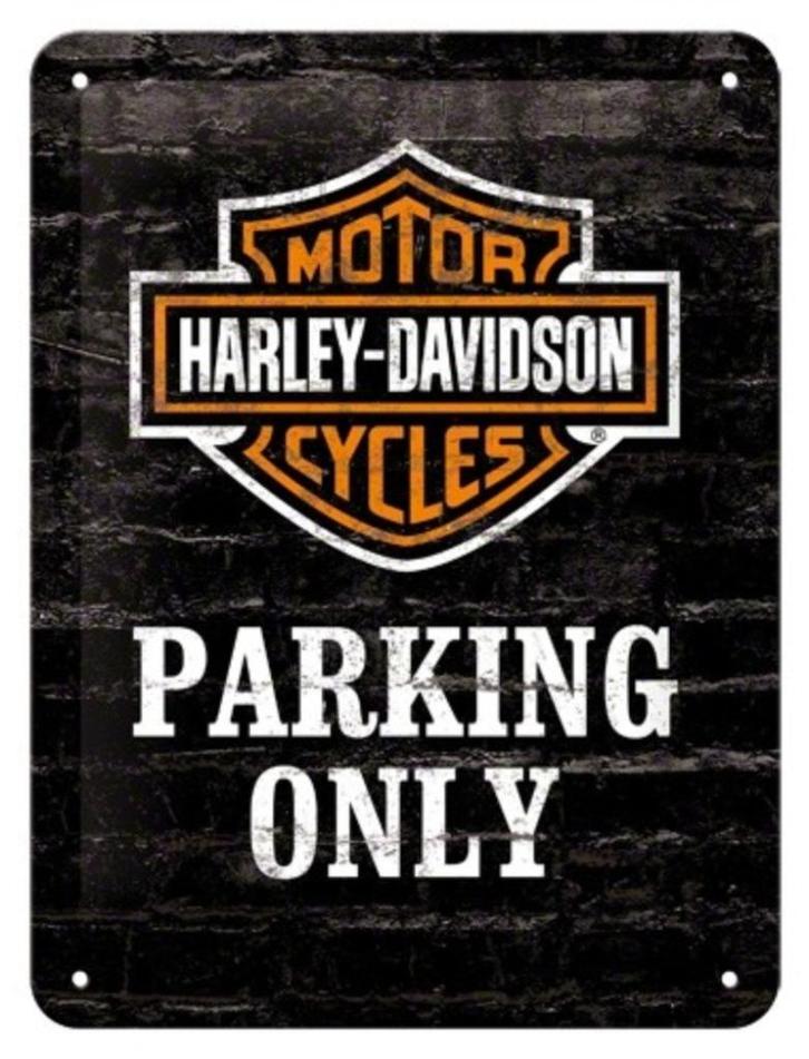 Harley Davidson Parking Only relief reclamebord van metaal, Verzamelen, Automerken, Motoren en Formule 1, Nieuw, Auto's, Verzenden