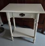 Brocante oud Frans houten tafeltje met lade en onderblad, Ophalen