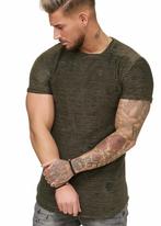 SALES! 1494 Khaki geribbeld t-shirt maat M, Ophalen of Verzenden, Nieuw, Maat 48/50 (M), Groen