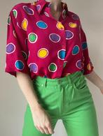 Vintage blouse met print, 38/M. Oversized unisex stip dotted, Maat 38/40 (M), Overige kleuren, Verzenden, Vintage