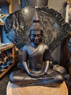 Massief houten boeddha beeld 41 cm, Ophalen of Verzenden, Buddha wood, Info@degaafstewinkel.nl, 2841bh