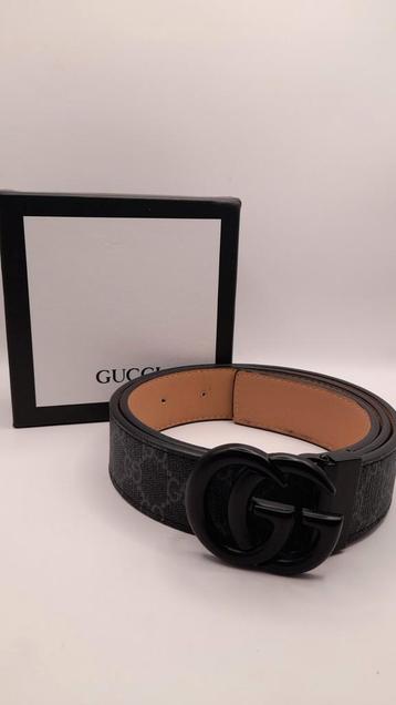 Originele zwart leder Gucci riem | GG canvas | 90 cm | nieuw beschikbaar voor biedingen