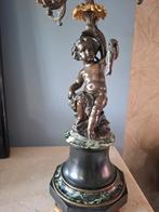 Antieke Putti of Cherubijn kandelaar goud vergulde schaaltje, Antiek en Kunst, Ophalen, Koper of Brons