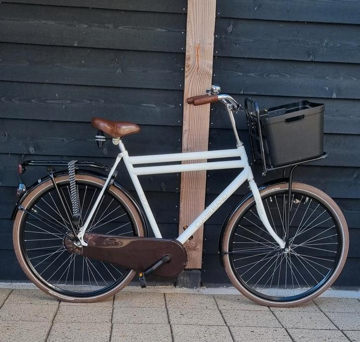 Transportfies omafiets opafiets met voorrek kleur zwart wit, Fietsen en Brommers, Fietsen | Heren | Herenfietsen, Ophalen