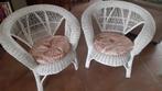 twee rotan stoeltjes, Huis en Inrichting, Stoelen, Ophalen, Gebruikt, Twee, Wit