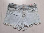 Lichtblauwe korte jeans met rafels van HEMA, maat 122/128, Broek, Gebruikt, Meisje, Ophalen of Verzenden