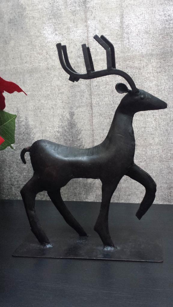 Rustiek Smeedijzeren HERT <> Metalen BEELD Winterdecoratie, Antiek en Kunst, Kunst | Beelden en Houtsnijwerken, Ophalen of Verzenden