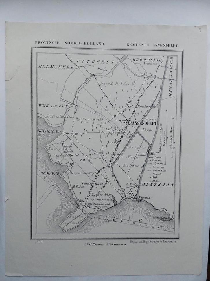3 / Assendelft Westzaan Wijk aan Zee Noordereinde J. Kuyper, Antiek en Kunst, Kunst | Litho's en Zeefdrukken, Ophalen of Verzenden
