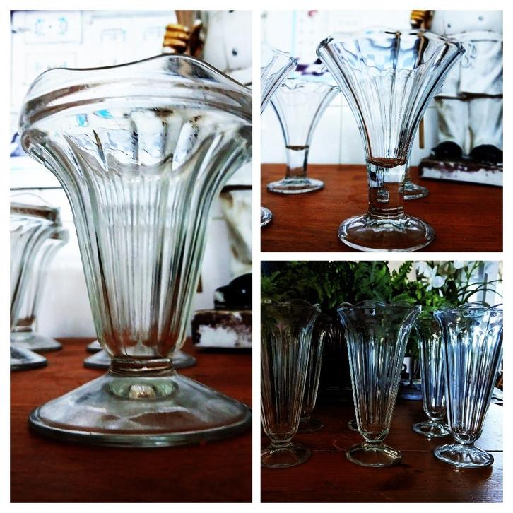 Ijscoupes ijsglazen cocktail fruit vlaflip coupes glazen, Antiek en Kunst, Curiosa en Brocante, Ophalen of Verzenden