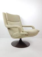 Vintage Artifort fauteuil f140 | geel grijze ploegstof, Modern vintage, ., 75 tot 100 cm, Ophalen of Verzenden