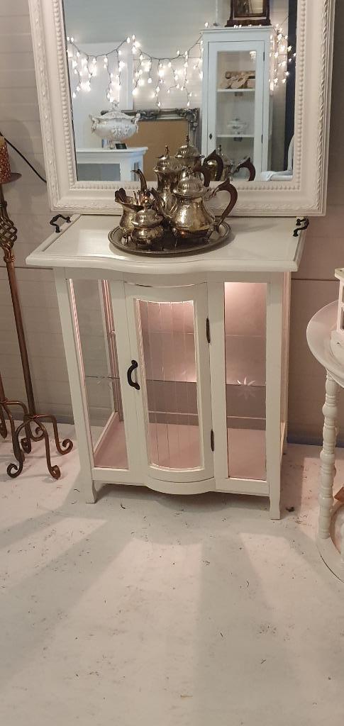 Brocante vintage vitrine thee kastje, Huis en Inrichting, Kasten | Vitrinekasten, Gebruikt, Minder dan 100 cm, 50 tot 100 cm, 25 tot 50 cm