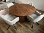Ronde eettafel en 4 draaistoelen, Ophalen, Zo goed als nieuw, 4 tot 6 stoelen