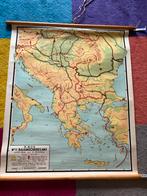 Oude schoolkaart: Balkanschiereiland, Antiek en Kunst, Antiek | Schoolplaten, Ophalen, Aardrijkskunde