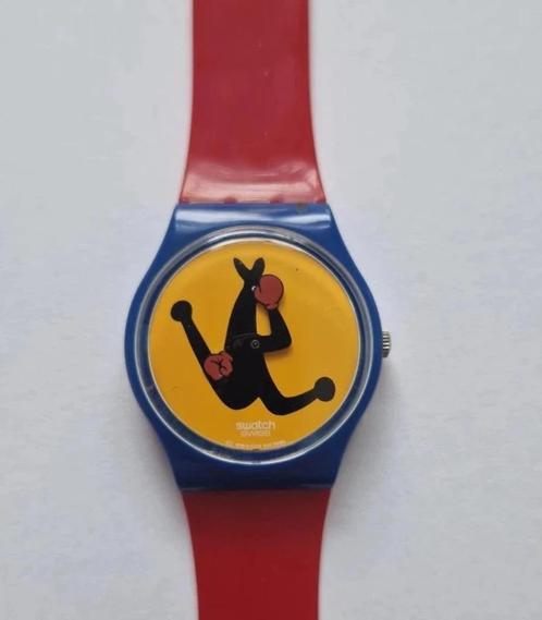 Unisex Vintage Swatch Boxing Kangaroo - by Eduardo Arroyo, Sieraden, Tassen en Uiterlijk, Horloges | Heren, Zo goed als nieuw