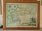 Landkaart van Zeeland 1617 in houten lijst., Ophalen of Verzenden