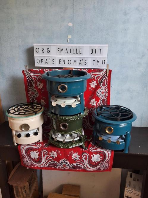 👌(Nóg) 4 compl. dus zo inzetbare 3 pits OLIESTELLEN 👍, Antiek en Kunst, Antiek | Emaille, Ophalen of Verzenden