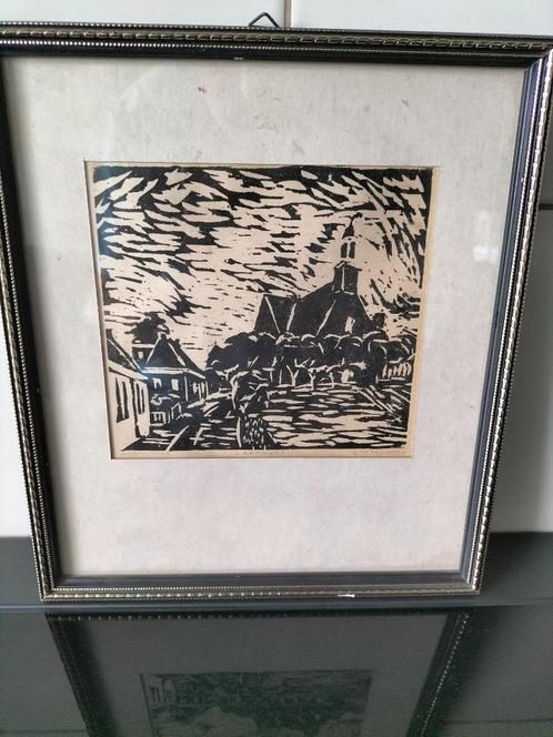 Linosnede Louis wiardus de Jonge, Antiek en Kunst, Kunst | Etsen en Gravures, Ophalen of Verzenden