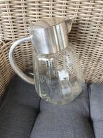 Vintage Glazen Waterkan met Zilveren Details, Antiek en Kunst, Ophalen of Verzenden