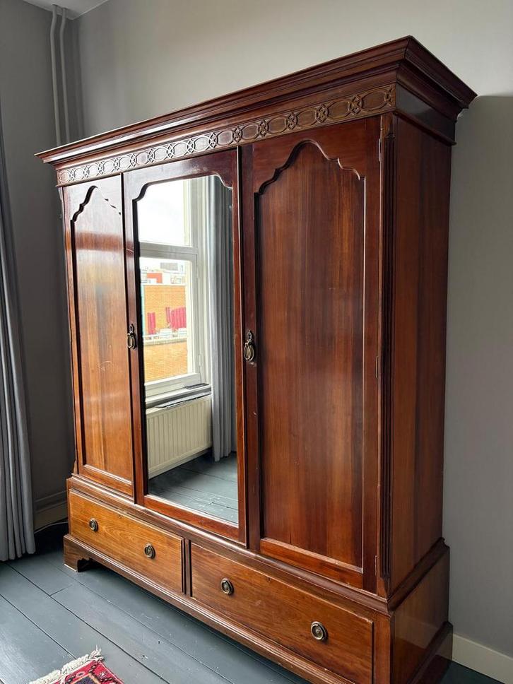 Mooie, oude houten kast, Huis en Inrichting, Kasten | Kledingkasten, Gebruikt, 200 cm of meer, 150 tot 200 cm, 50 tot 75 cm, Ophalen