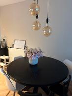 Massief houten tafel 140cm stalen frame, Ophalen, 100 tot 150 cm, 50 tot 100 cm, Zo goed als nieuw