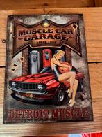 Muscle Car Garage Wandbord Detroit Muscle Pin-Up Girl Vintag, Antiek en Kunst, Ophalen of Verzenden