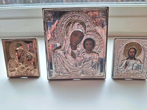 3 Zilveren Orthodoxe Iconen, Antiek en Kunst, Antiek | Religie, Ophalen
