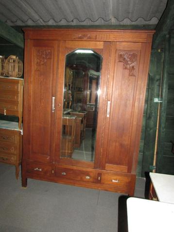 antieke eiken linnenkast kleerkast spiegeldeur 275,00 beschikbaar voor biedingen