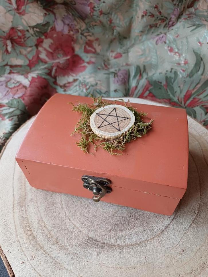 Heksen Kistje met Pentagram - Handgemaakt, Antiek en Kunst, Curiosa en Brocante, Ophalen of Verzenden