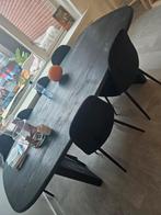 Ovale eettafel met stoelen 5 eetstoelen zwart mag weg 150, Ophalen of Verzenden