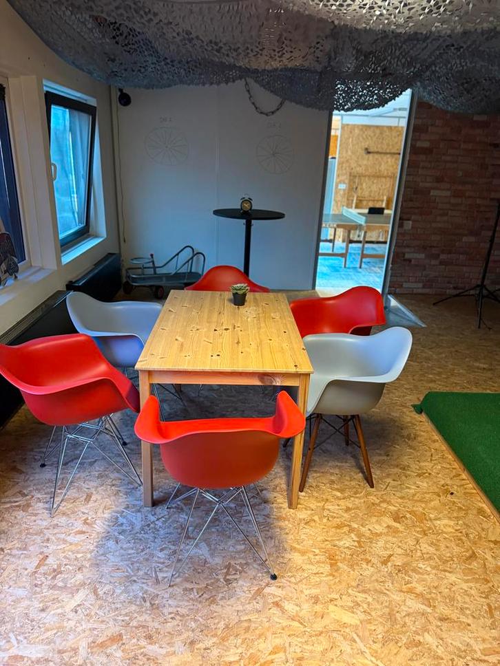 Houten tafel met stoelen, Huis en Inrichting, Tafels | Eettafels, Gebruikt, 50 tot 100 cm, 100 tot 150 cm, Vier personen, Rechthoekig