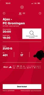 Ajax - Groningen 2 x vak410, Tickets en Kaartjes, Sport | Voetbal, Eén persoon, Oktober
