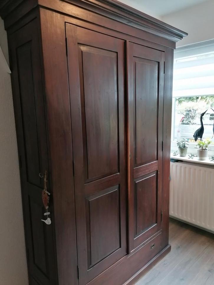 Jagerskast teakhout, Huis en Inrichting, Kasten | Computermeubels, Zo goed als nieuw, 170 cm of meer, Teakhout, Ophalen of Verzenden