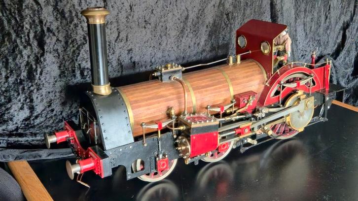 Grote Live Steam Crampton 4-2-0 locomotief 75cm Lang, Hobby en Vrije tijd, Modeltreinen | Overige schalen, Zo goed als nieuw, Locomotief