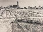 Tekening Deinum landschap Friesland 1947, Ophalen of Verzenden