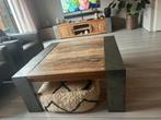 Ophalen in Leerdam! Robuuste salontafel met stalen frame, Ophalen, Vierkant, Zo goed als nieuw, Minder dan 50 cm