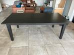 Massief houten tafel, zwart gebeitst 220x110, Ophalen, 200 cm of meer, 50 tot 100 cm, Zo goed als nieuw