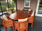 Mooie Teakhouten tafel met 8 stoel inclusief kunnens, Tuin en Terras, Tuinmeubel-accessoires, Ophalen, Zo goed als nieuw