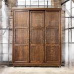 vintage industriële  houten kast met schuifdeuren, Antiek en Kunst, Curiosa en Brocante, Ophalen